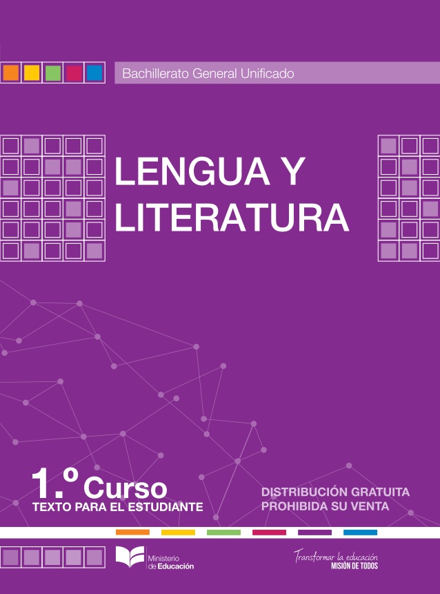 Libro de lengua y literatura primer grado de bachillerato de BGU